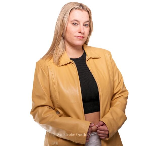 Wilsons Tan Leather Moto Jacket Blazer - Picture 2 of 10